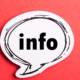 Wort INFO in Sprechblase auf rotem Hintergrund